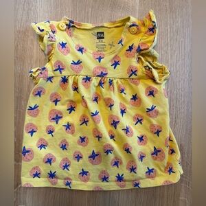 Tea Collection Yellow Strawberry Print Kids Top 9-12 Months
